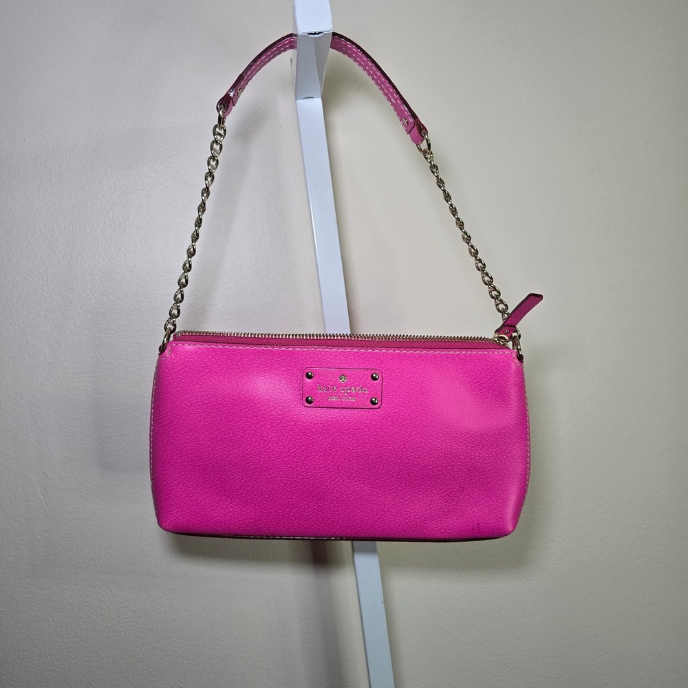 Kate Spade New York Byrd Wellesley Fuschia Wristlet Chained strap Clutch Purse